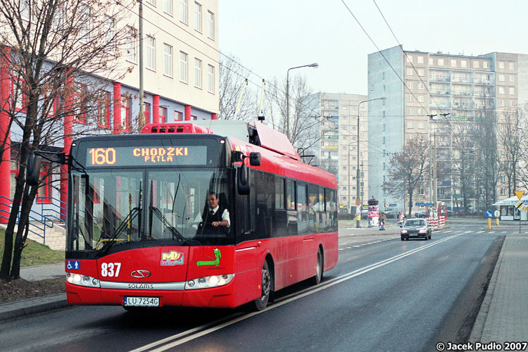 837
W 2007 r. wóz ten wraz z 836 i później 839 był powiewem nowoczesności. Z kolei w czerwcu 2018 r. wystawiono je na sprzedaż z racji na dostawy nowych trolejbusów.
