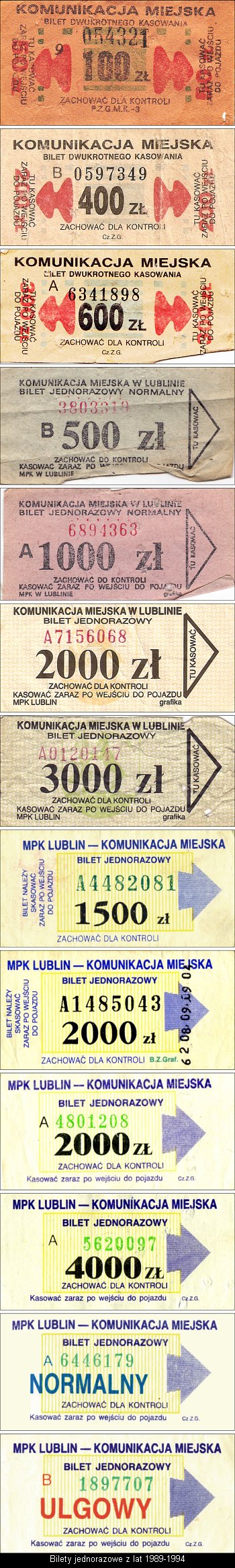 Bilety z lat 1989-1994